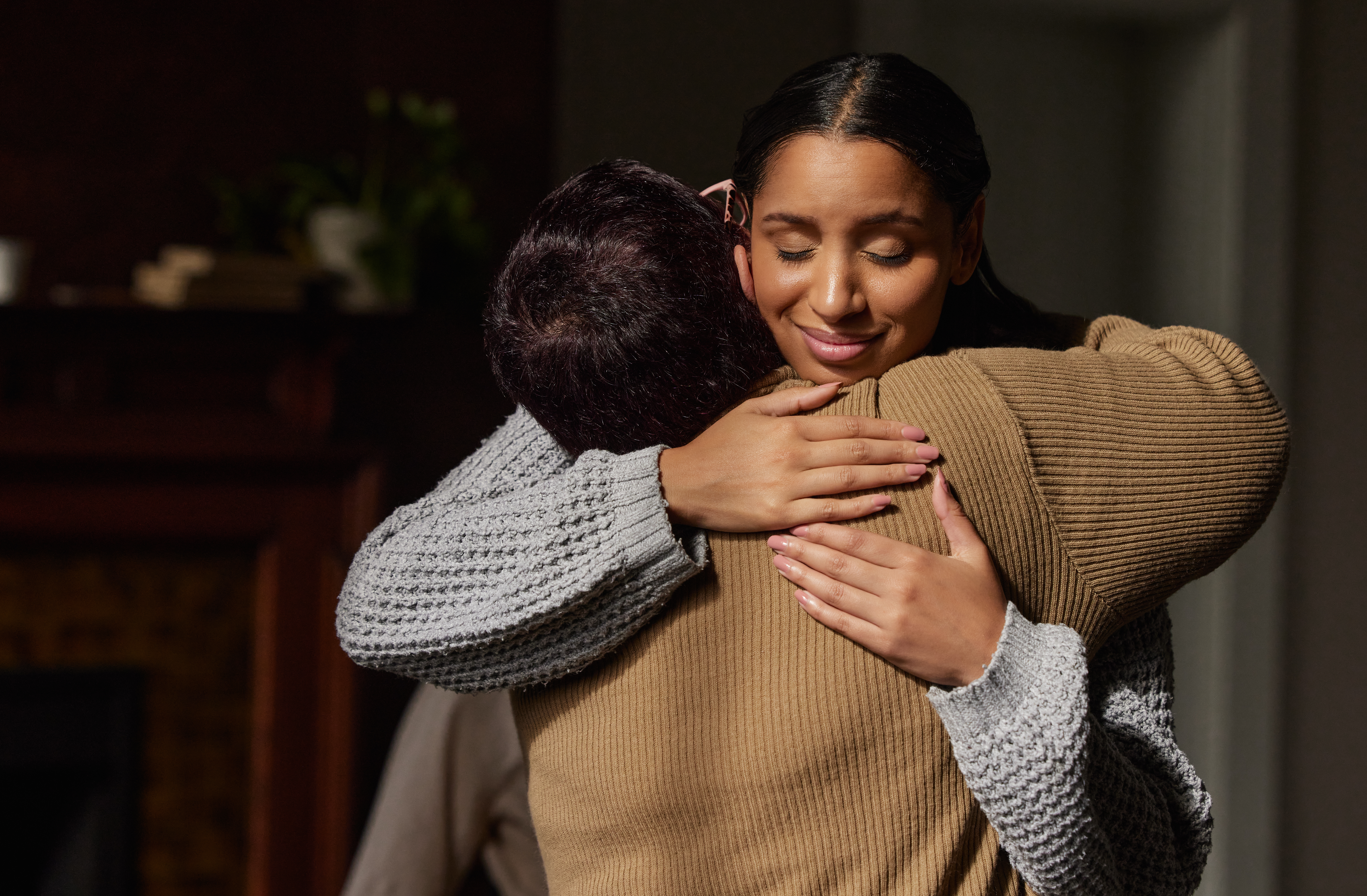 Two people hugging